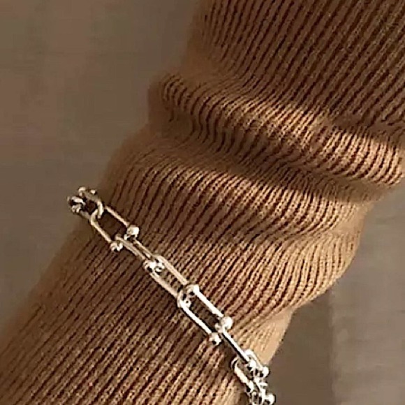 Sterling Silver U Link Bracelet, Horseshoe, Paperclip unisex - Picture 3 of 9